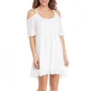 Coastal Cowgirl South Western Rodeo‎ White Accordion Fold Cold Shoulder Dress